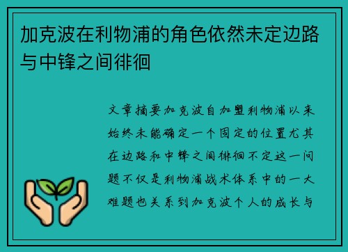 加克波在利物浦的角色依然未定边路与中锋之间徘徊